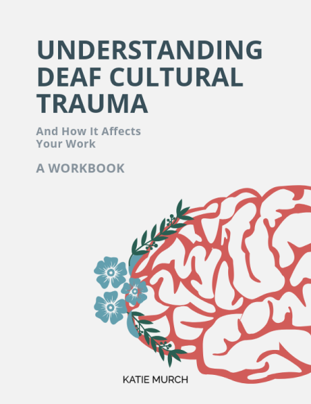 A off-white workbook cover shows a coral brain with blue and green flowers and leaves growing from the front of it. Above is the title of the workbook and "A Workbook".